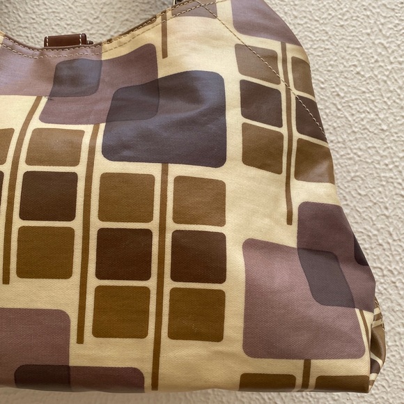 Orla Kiely Coated Canvas Geometric Pattern Shoulder Bag Purse Zip Wallet Set - Picture 17 of 17